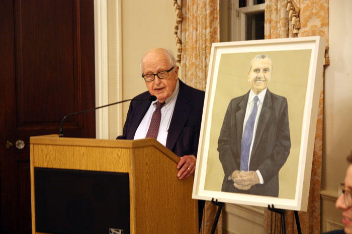 Henry Rosovsky speaking at the memorial held for Ira Kukin on September 12, 2017.